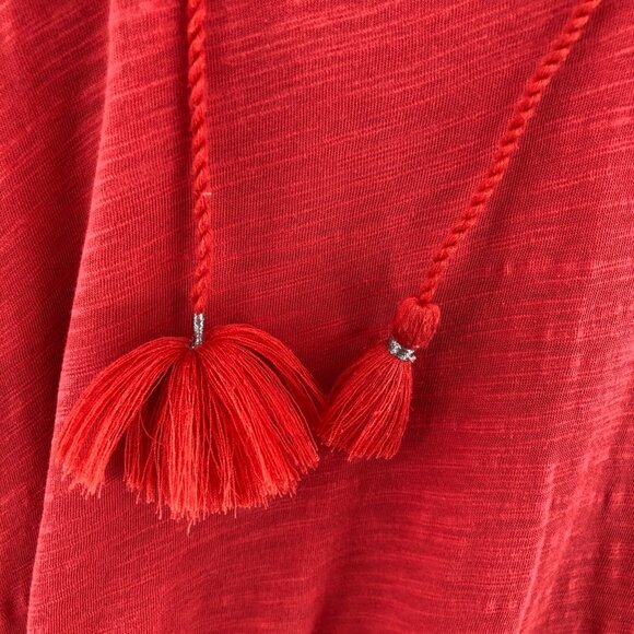 J Jill Hoodie Womens Extra Small Orange Roll Tab Sleeves Knit V Neck Pocket Tee* - Picture 5 of 11